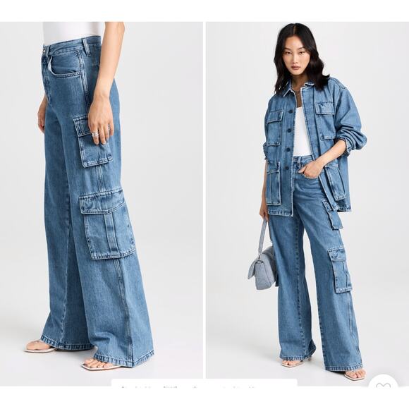 Favorite Daughter The Carly Shortie Cargo Jeans in Highway Sz 32 Petite - Picture 1 of 12